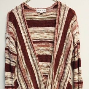 Draped Boho Women's Cardigan • Red & Beige Medium